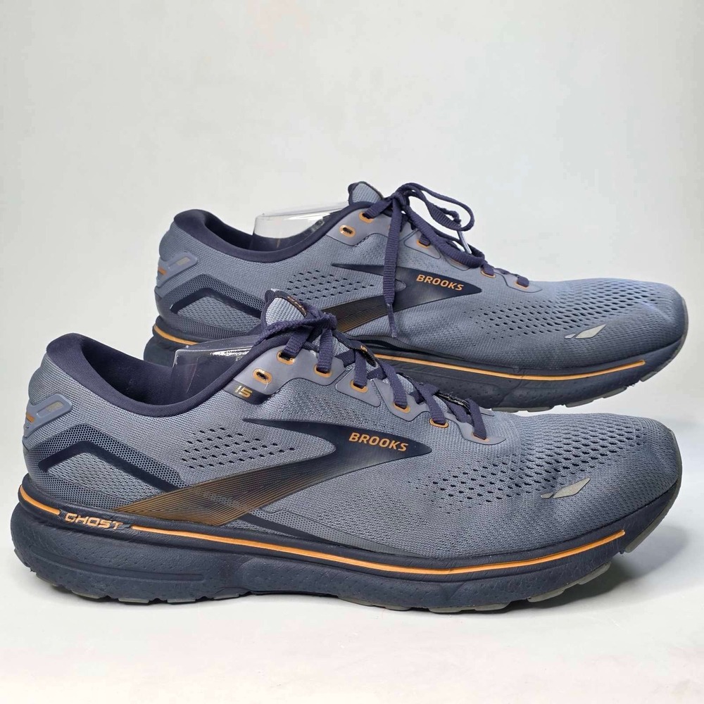 Brooks Ghost 15 Sneakers Men's Size 14 D Gray Blue Orange Comfort  Running Shoes